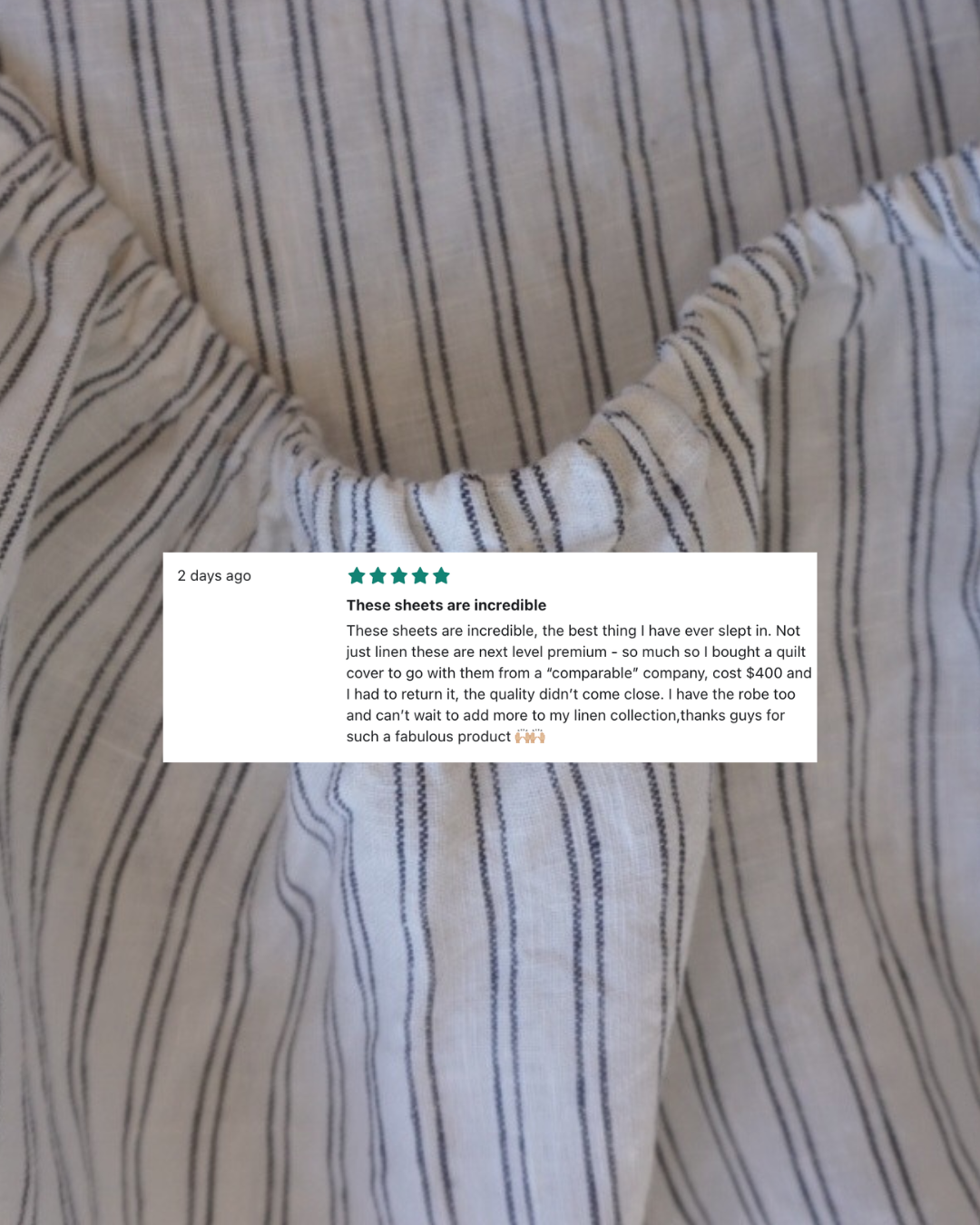 Linen Fitted Sheet in Double Pinstripe