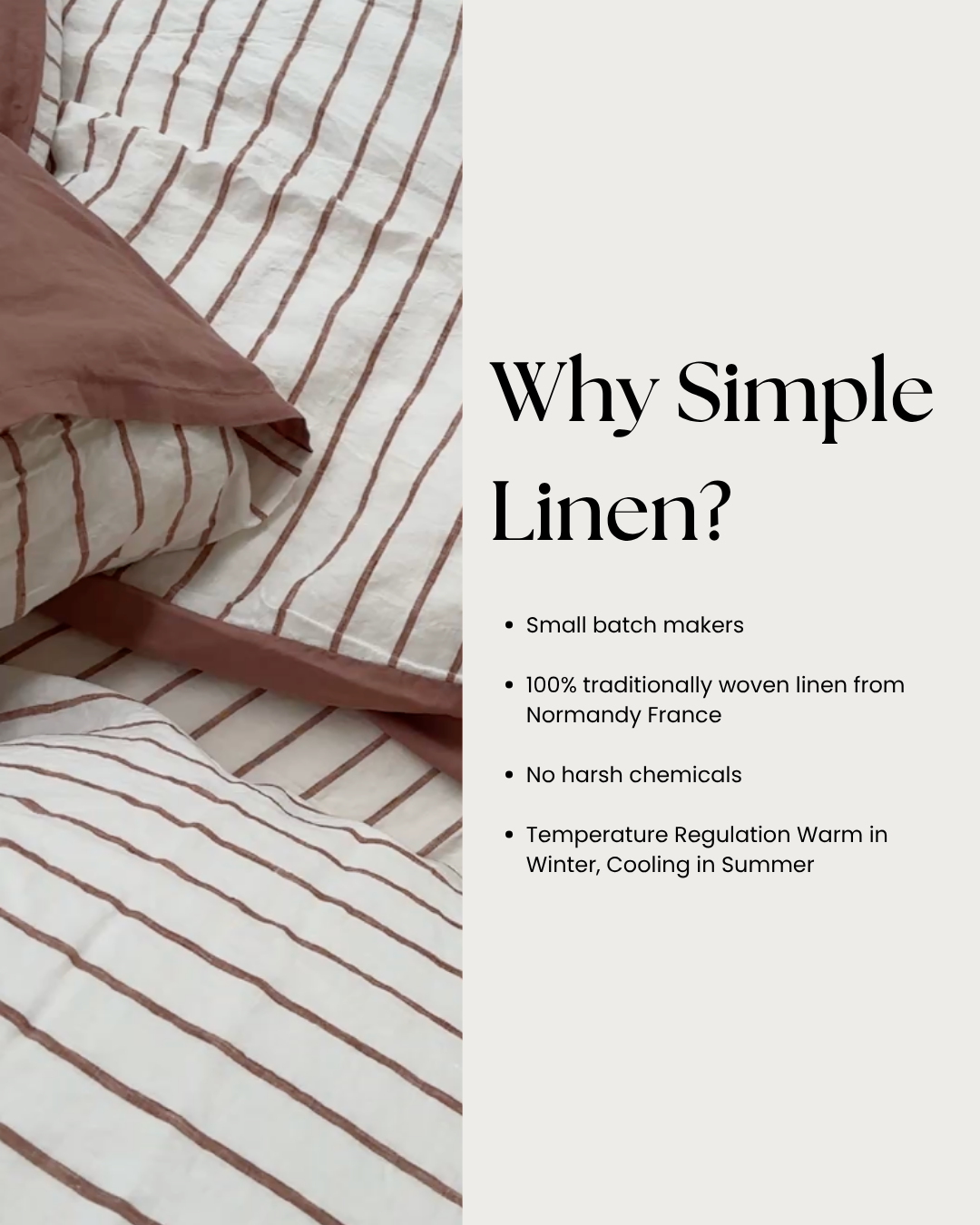 Linen Flat Sheet in Chestnut Stripe
