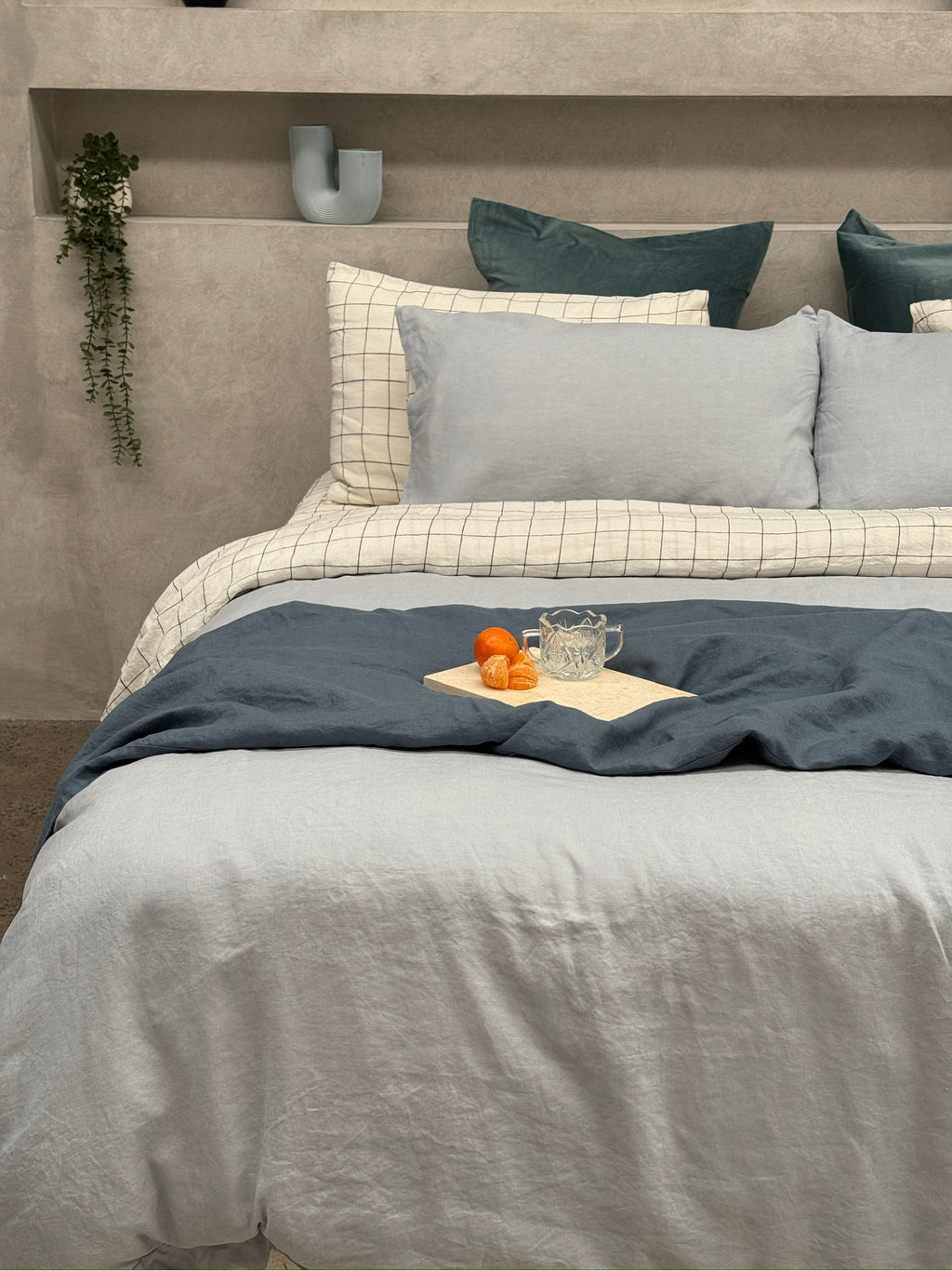 Linen Sheet Set in Windowpane