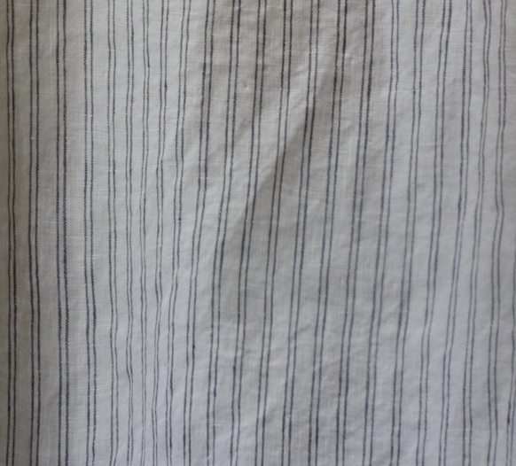 A close up product image of Simple Linen Co's Double Pinstripe 100% French flax linen material.