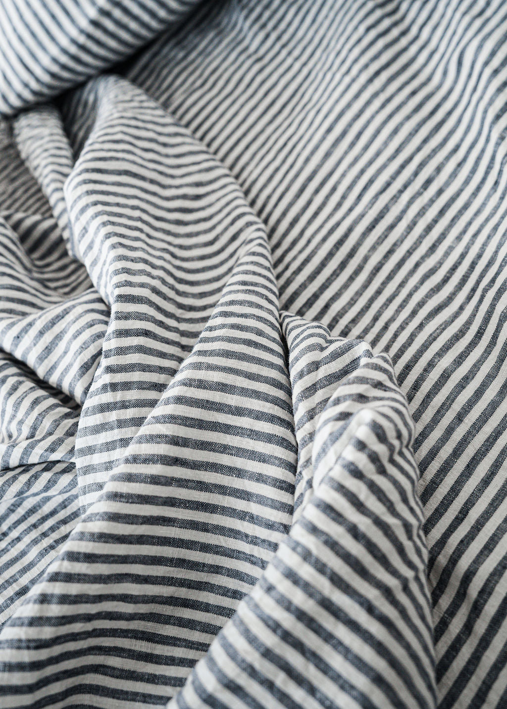 Linen Flat Sheet in Marine Stripe
