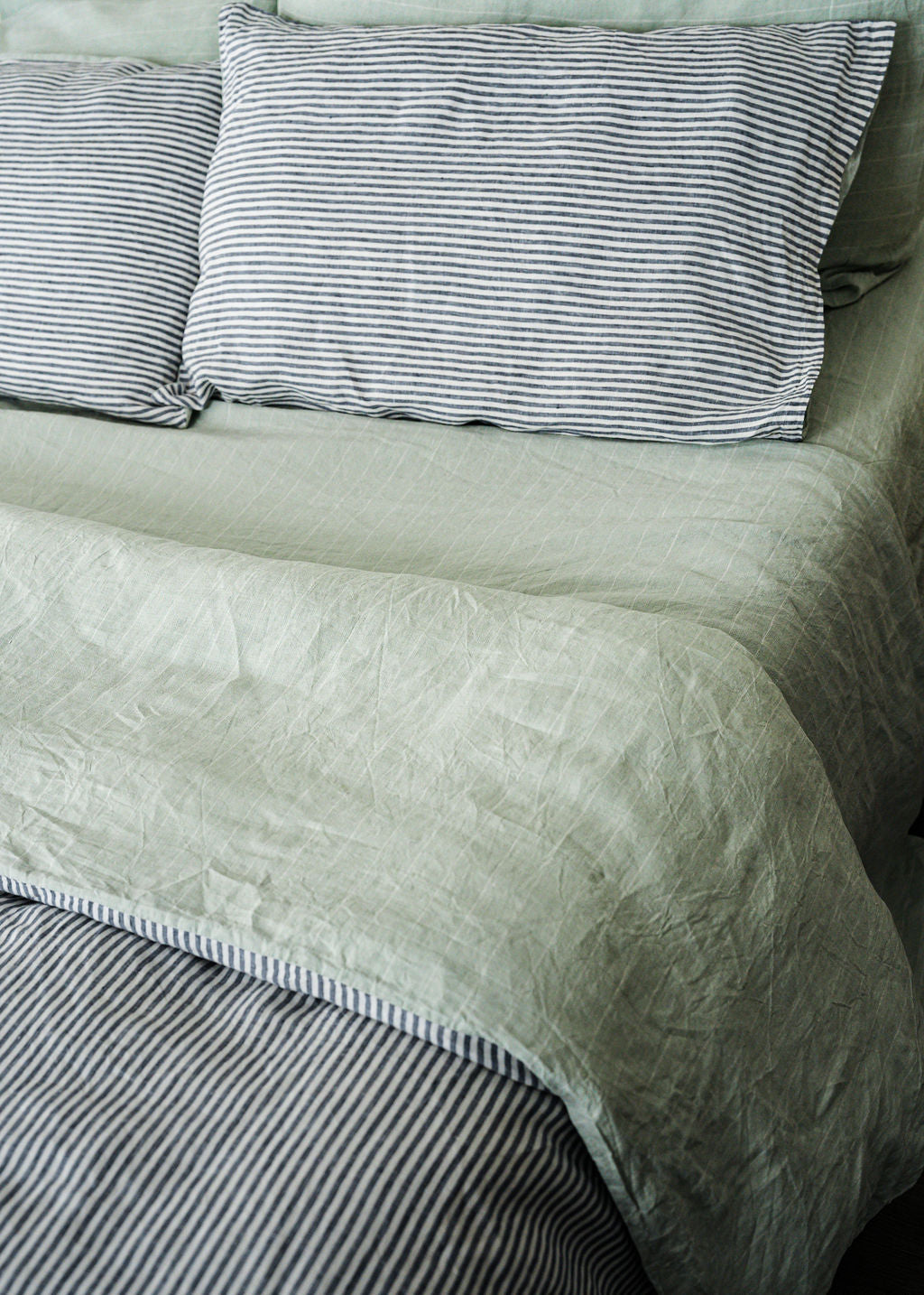 Linen Pillowcases in Marine Stripe