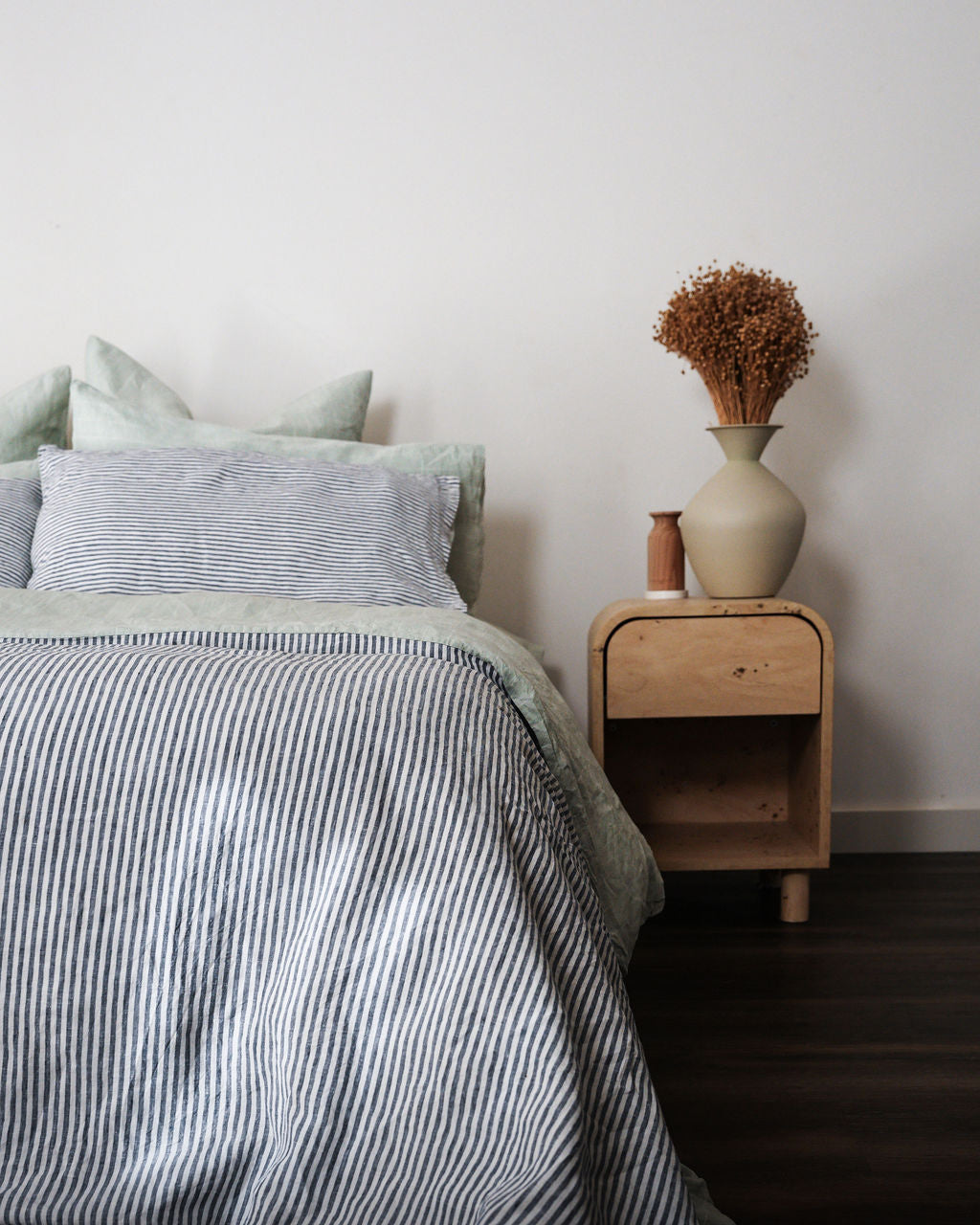 Linen Pillowcases in Marine Stripe