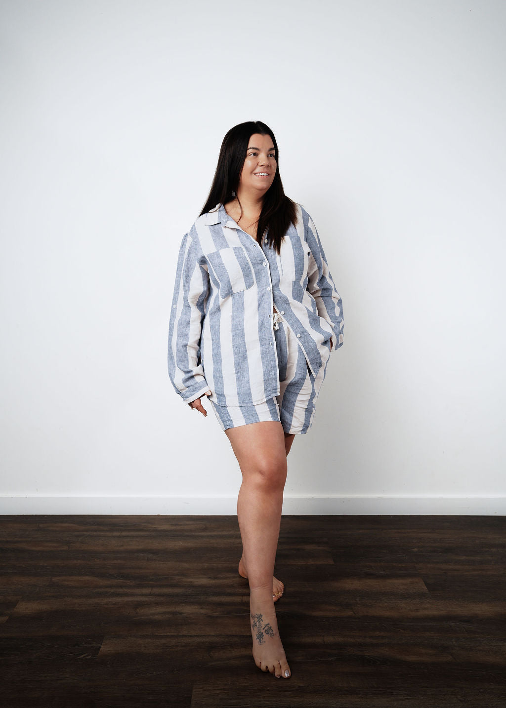 Linen Set Long Sleeve Shirt + Shorts