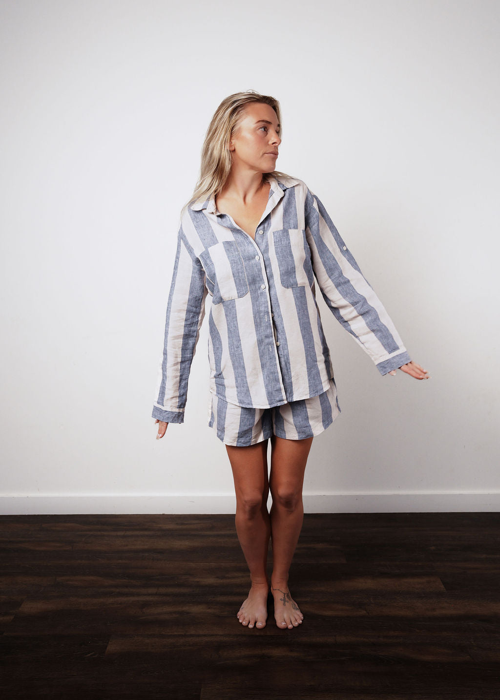 Linen Set Long Sleeve Shirt + Shorts