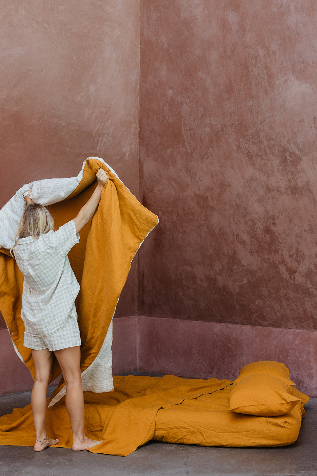 Linen Flat Sheet in Marigold