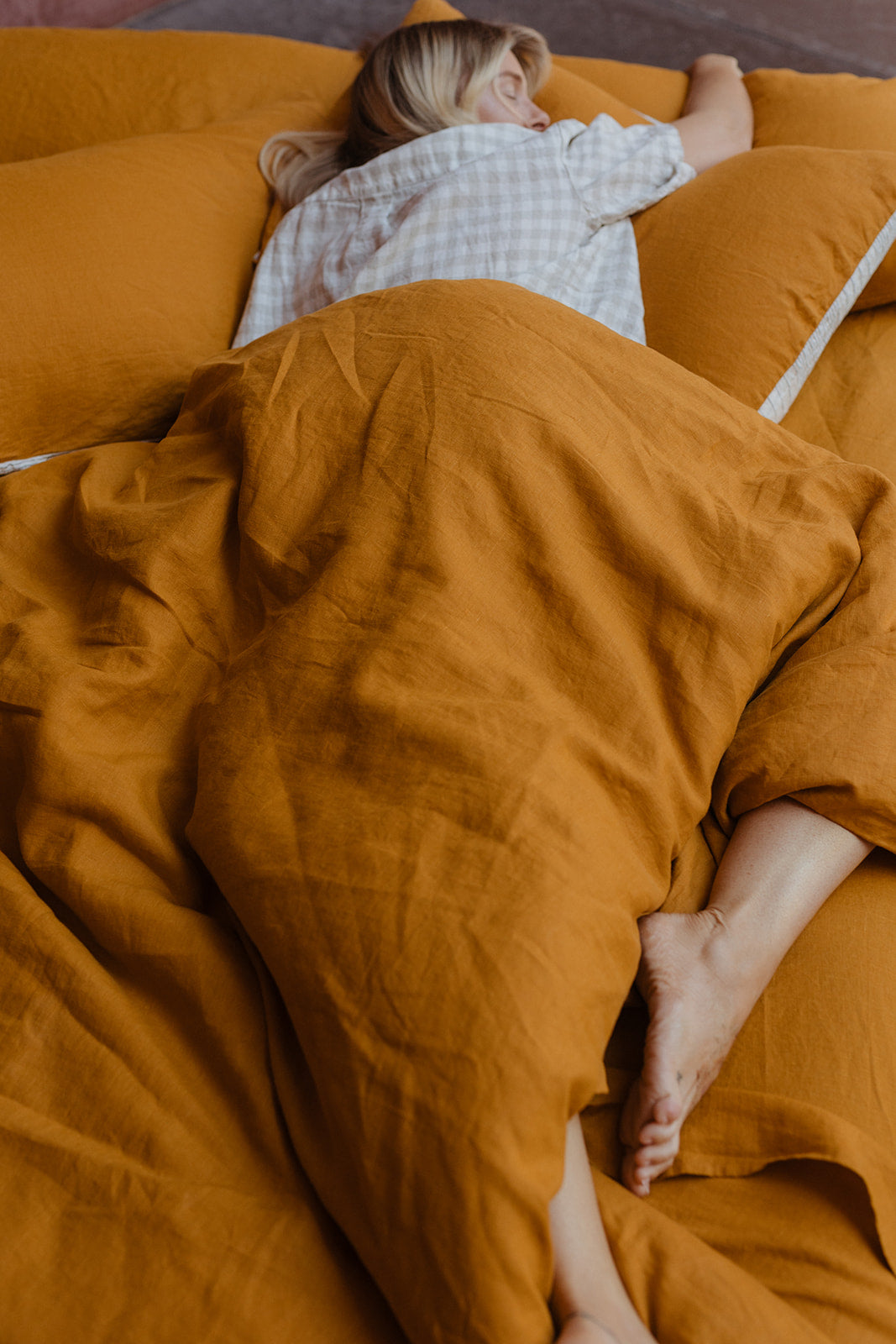 Linen Flat Sheet in Marigold