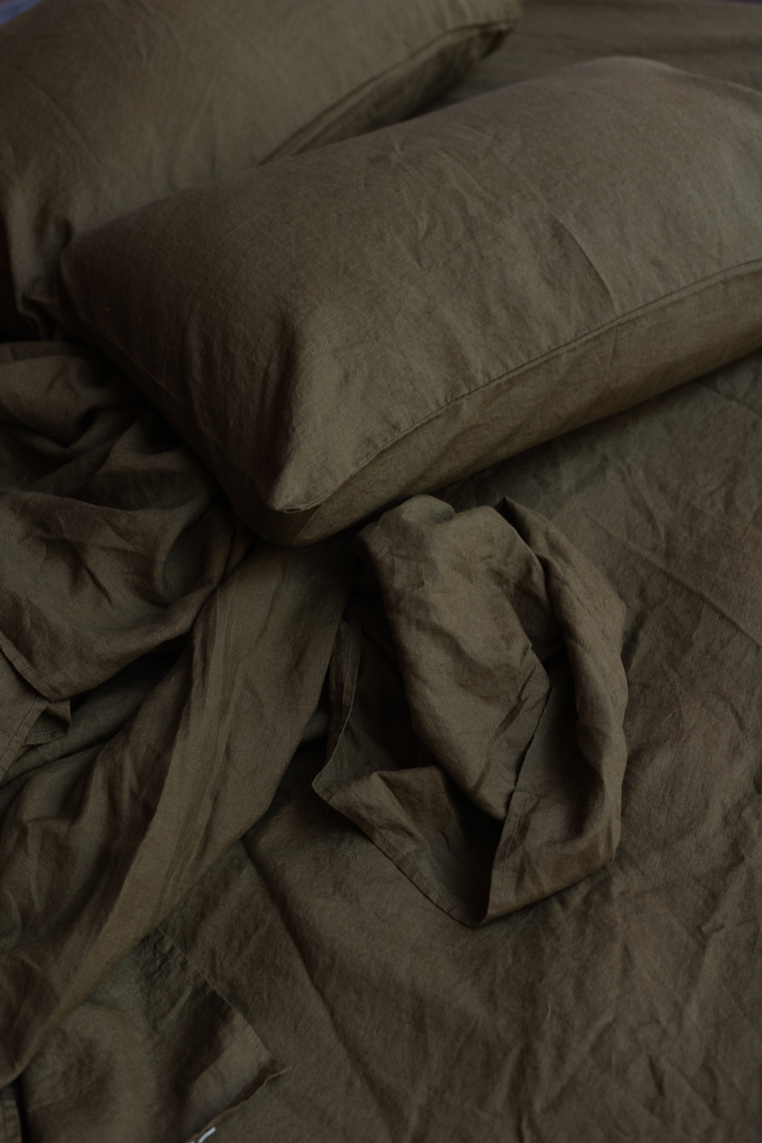 Linen Pillowcases in Olive