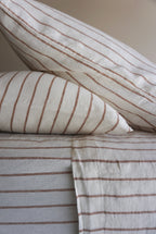 Linen Pillowcases in Chestnut Stripe
